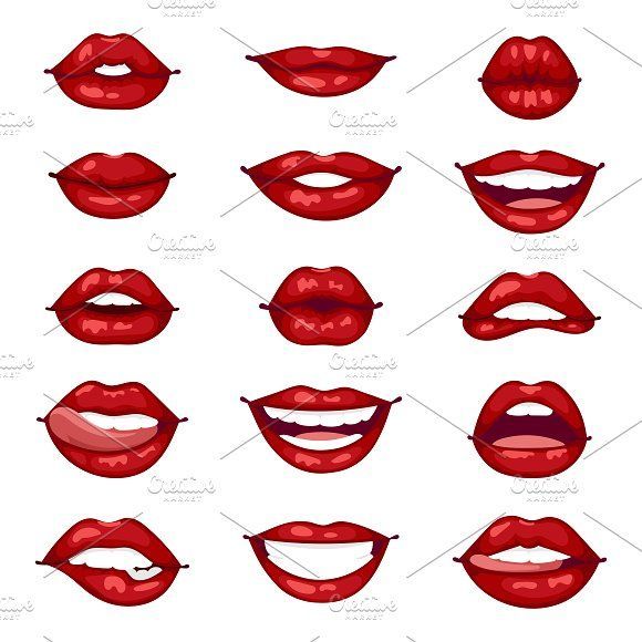 580x580 Female Lips Isolated Vector