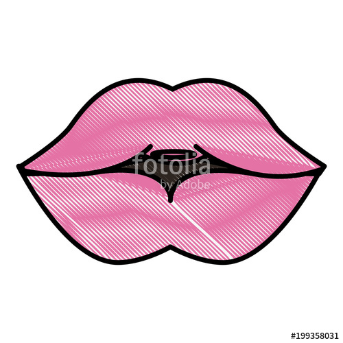 500x500 Female Lips Mouth Sensual Image Vector Illustration Drawing Stock