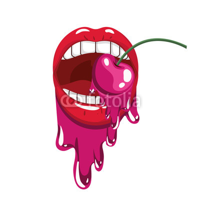 400x400 Female Mouth Dripping With Cherry Fruit Buy Photos Ap Images