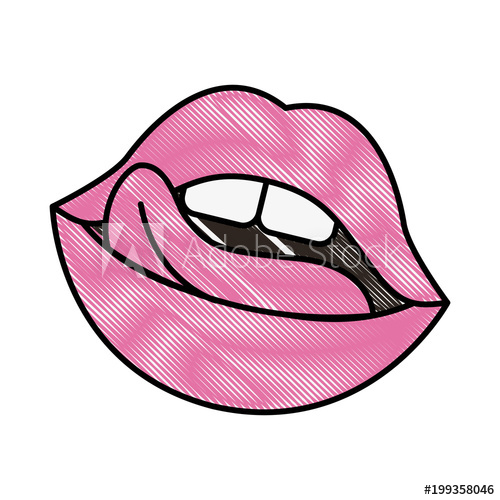 500x500 Female Mouth Tongue Out Teeth Vector Illustration Drawing