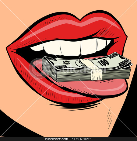 450x464 Money Dollars Female Tongue Mouth Stock Vector
