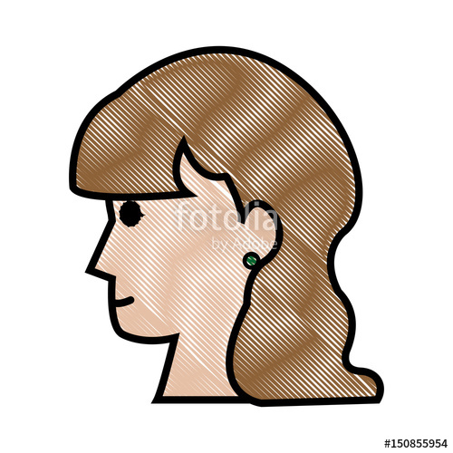 500x500 Drawing Profile Head Woman Female Long Hair Vector Illustration