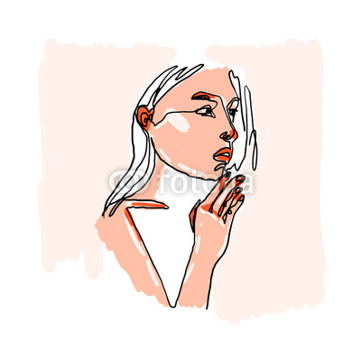 400x400 Modern Minimalist Continuos Line Female Portrait Trendy Abstract