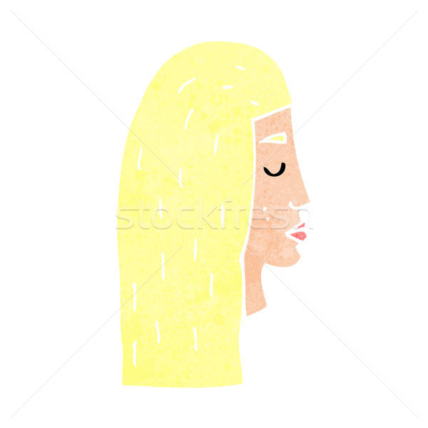 600x600 Cartoon Female Face Profile Vector Illustration Lineartestpilot