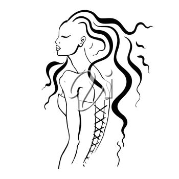350x350 Clipart Illustration Of A Woman In Profile