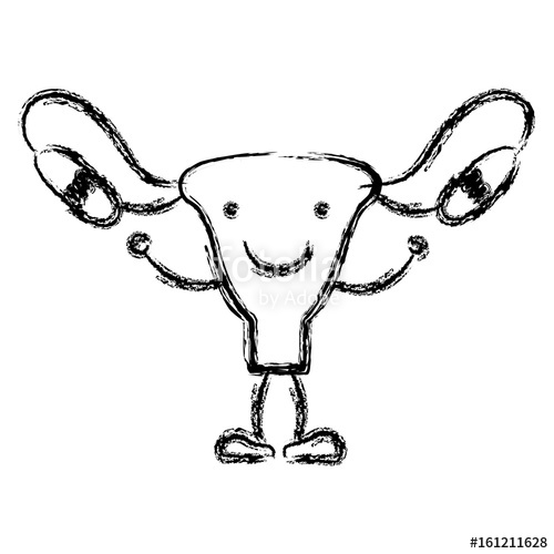 500x500 Blurred Hand Drawing Contour Caricature Female Reproductive System