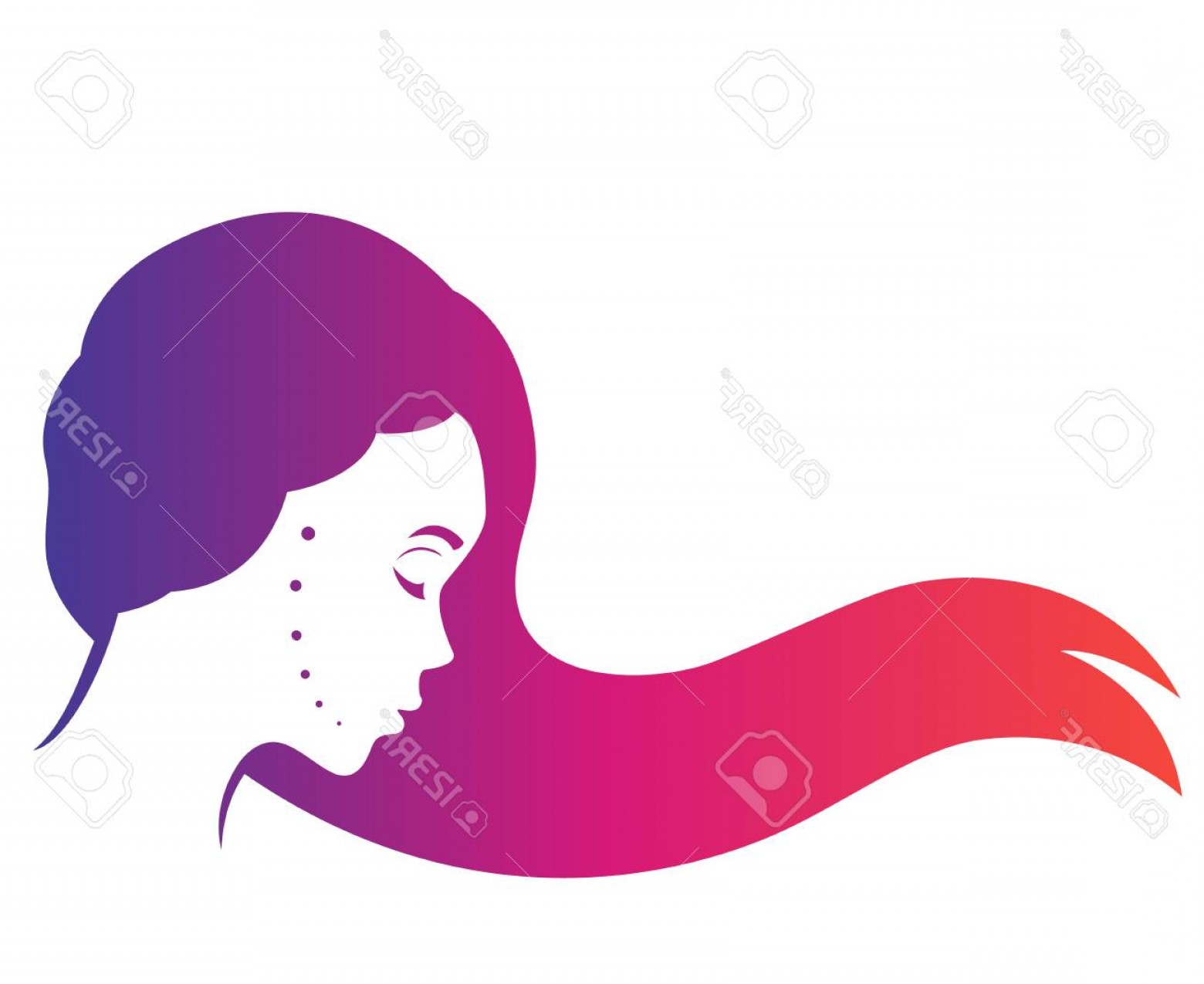 1560x1275 Photostock Vector Mysterious Long Haired Girl In Profile Beautiful