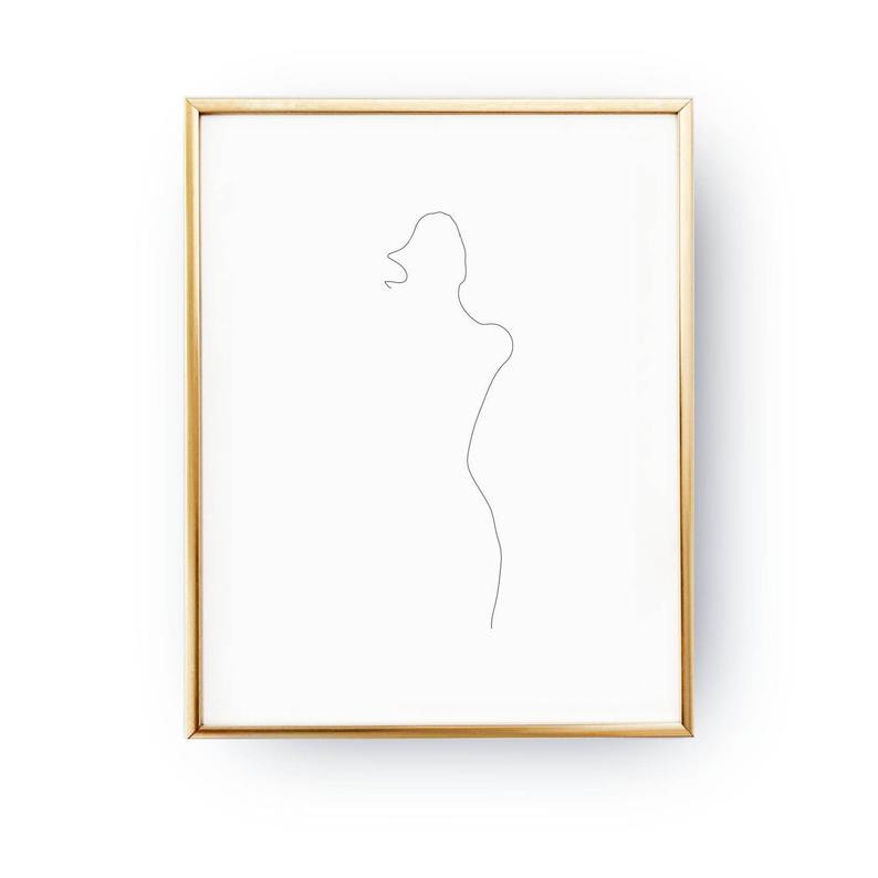 794x794 Female Silhouette Print Black And White Linear Drawing Etsy