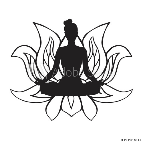 500x500 Vector Illustration Of Black Female Silhouette In Yoga Pose