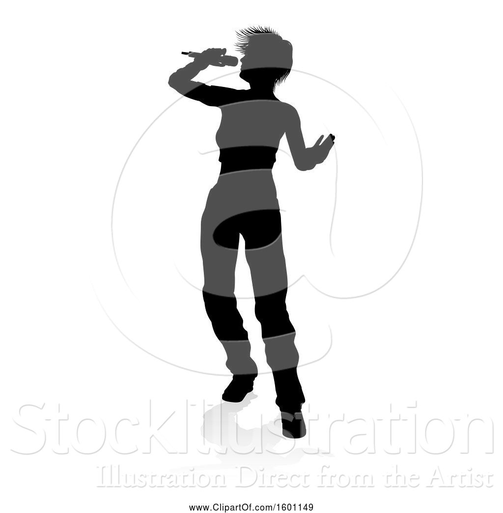 1024x1044 Vector Illustration Of Silhouetted Female Singer