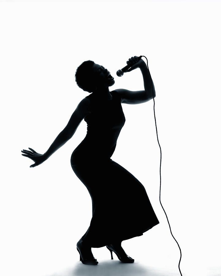 722x900 Female Jazz Singer Silhouette