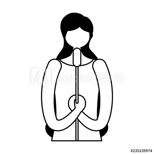 500x500 Female Singer Standing With Microphone