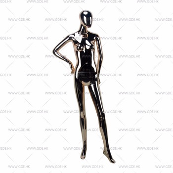 350x350 Egg Head No Wig Gold Plating Standing Female Mannequins