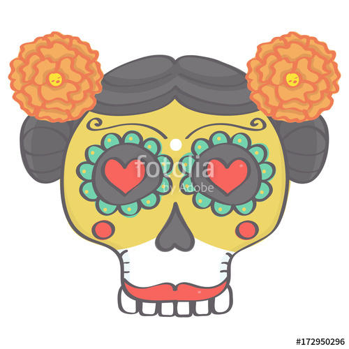 500x500 Colorful Female Sugar Skull Head In Mexican Day Of The Dead Style