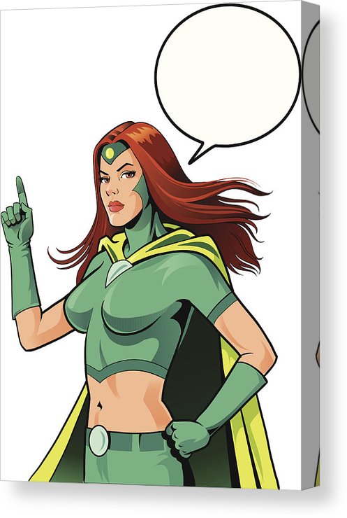 497x740 Female Superhero Pointing Finger Canvas Print Canvas Art