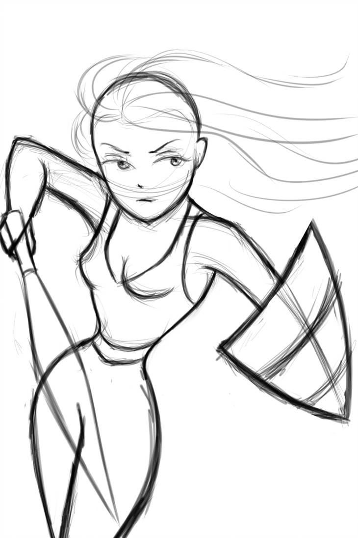 730x1095 Female Warrior Sketch