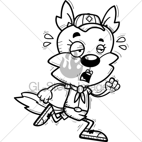 500x500 Exhausted Cartoon Female Wolf Scout Gl Stock Images