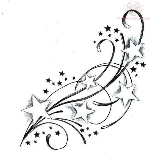 592x640 feminine cute swirly star tattoos designs