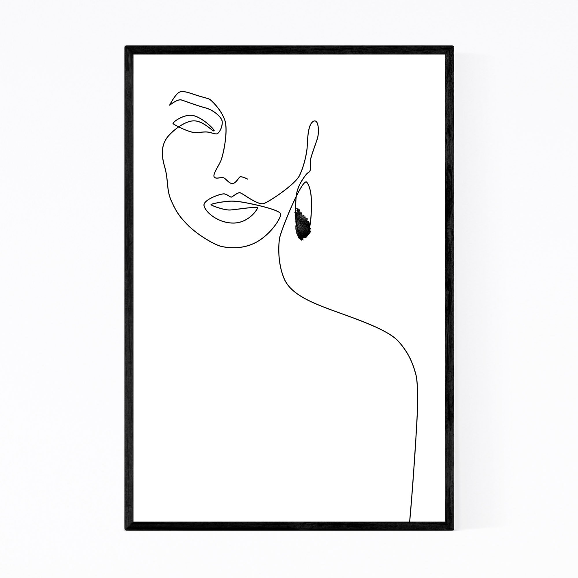 2000x2000 minimal feminine line drawing print, canvas, metal, framed wall