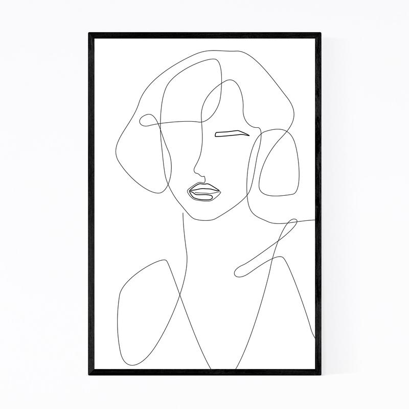 800x800 fashion feminist line drawing print, canvas, metal, framed wall