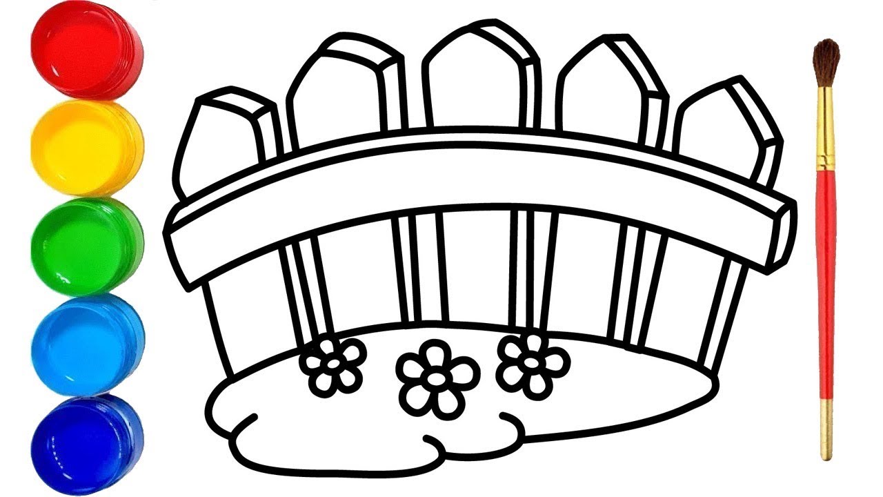 1280x720 Glitter Rainbow Fence Drawing And Coloring Pages For Kids