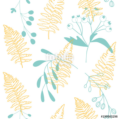 500x500 vector botanical seamless pattern with stylized rowan tree berries