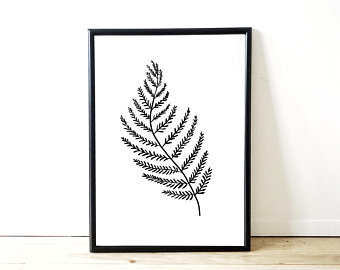 340x270 Fern Line Drawing Etsy