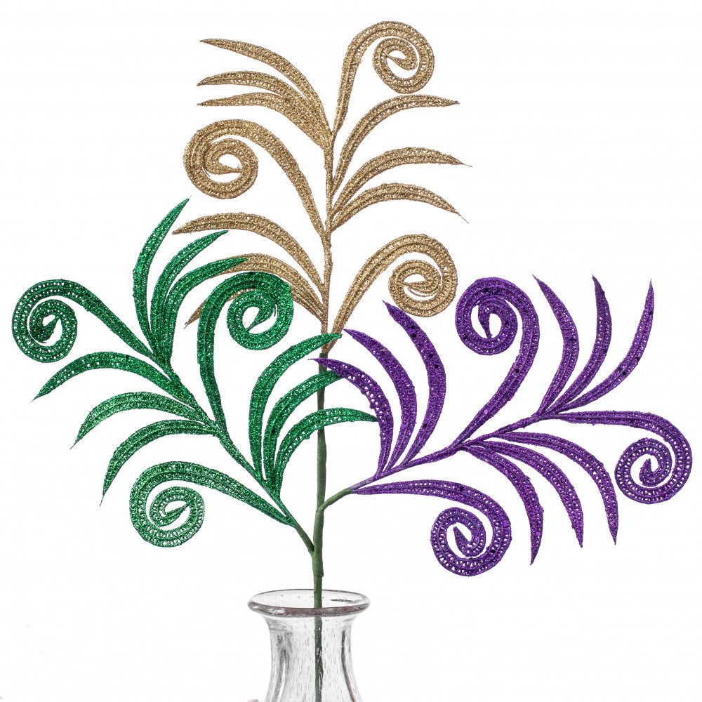 1000x1000 Glitter Fern Spray Mardi Gras