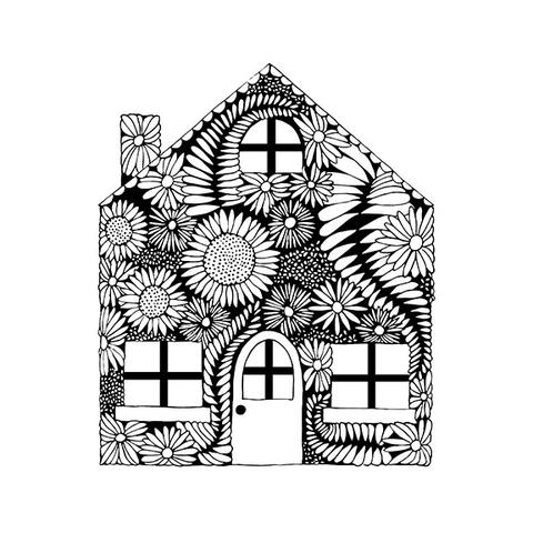 480x480 Flower Fern House Print Adult Coloring