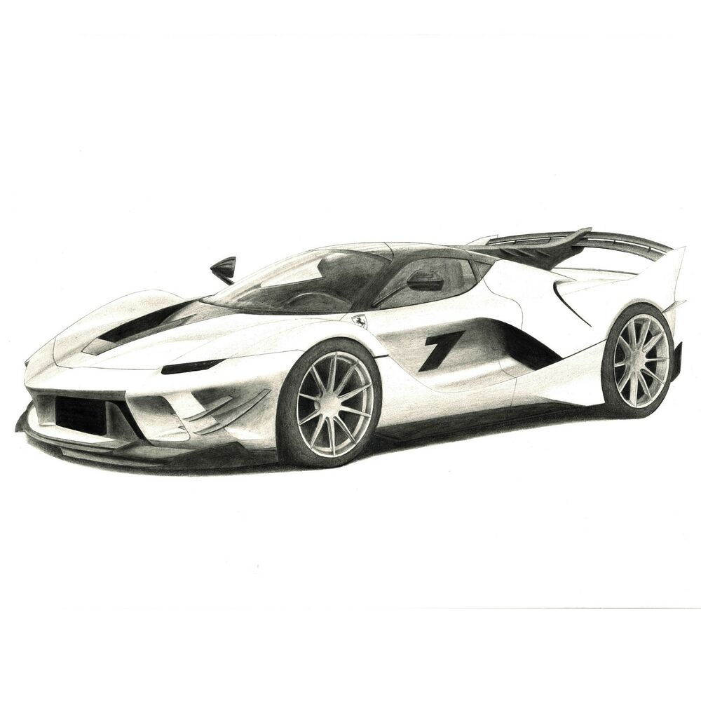 1000x1000 Ferrari Fxx K Pencil Car Drawing Size X Ebay