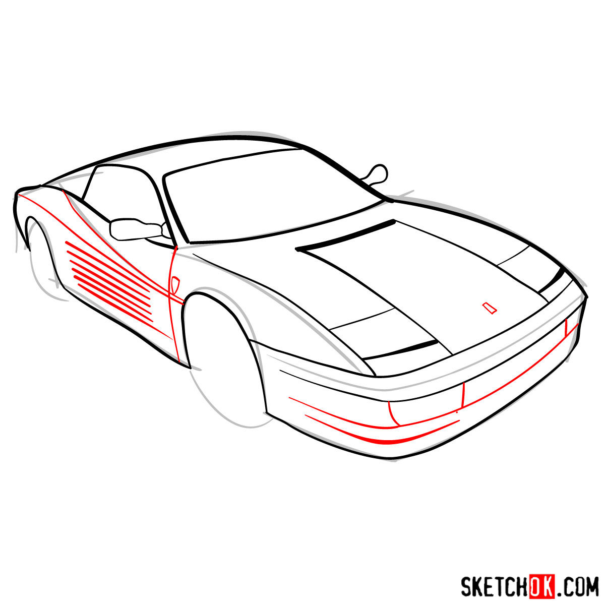 1200x1200 How To Draw Ferrari Testarossa