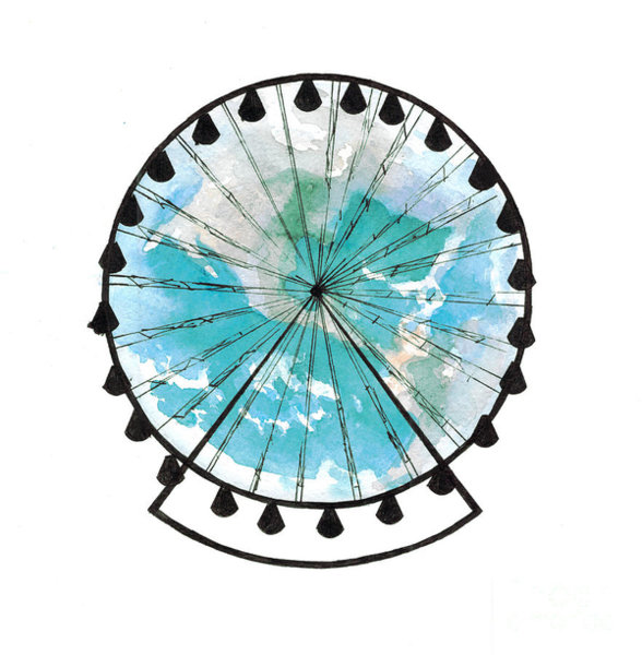 588x600 Ferris Wheels Drawings Fine Art America