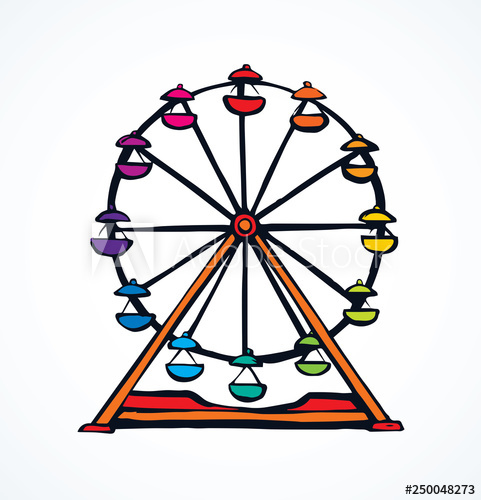 481x500 Ferris Wheel Vector Drawing