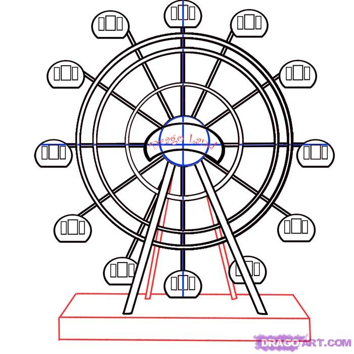 700x700 How To Draw A Ferris Wheel, Step
