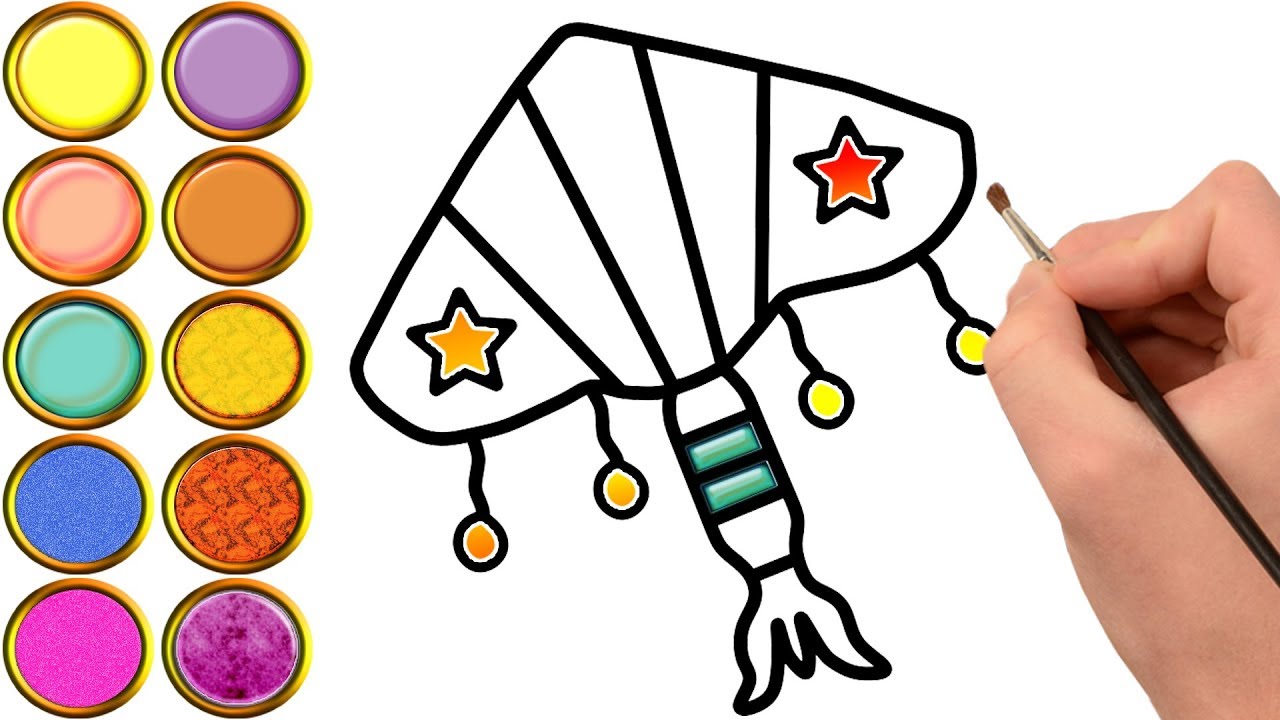 1280x720 Glitter Kite Coloring And Drawing Kite Festival For Kids Mirza