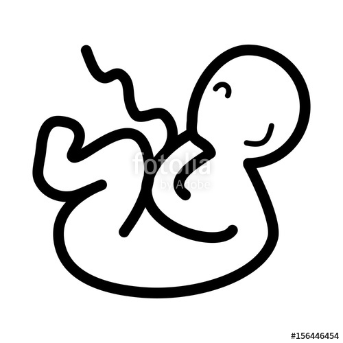 500x500 Fetus Vector Icon Black And White Baby Illustration Outline