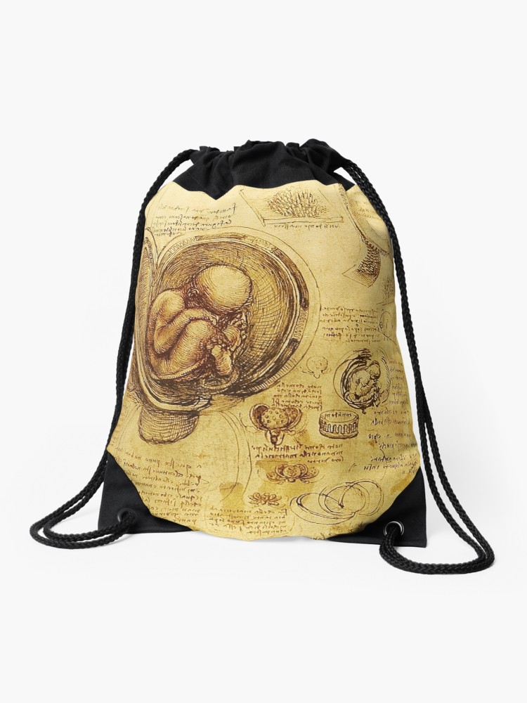 750x1000 view of a fetus in the womb,ob gyn medical drawstring bag