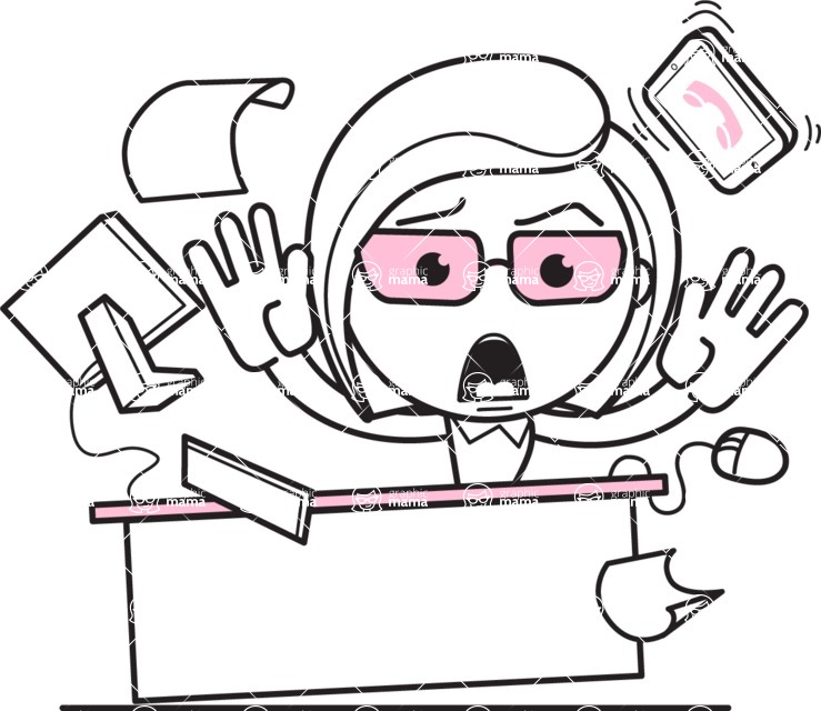 739x640 flat linear business woman cartoon vector character aka val