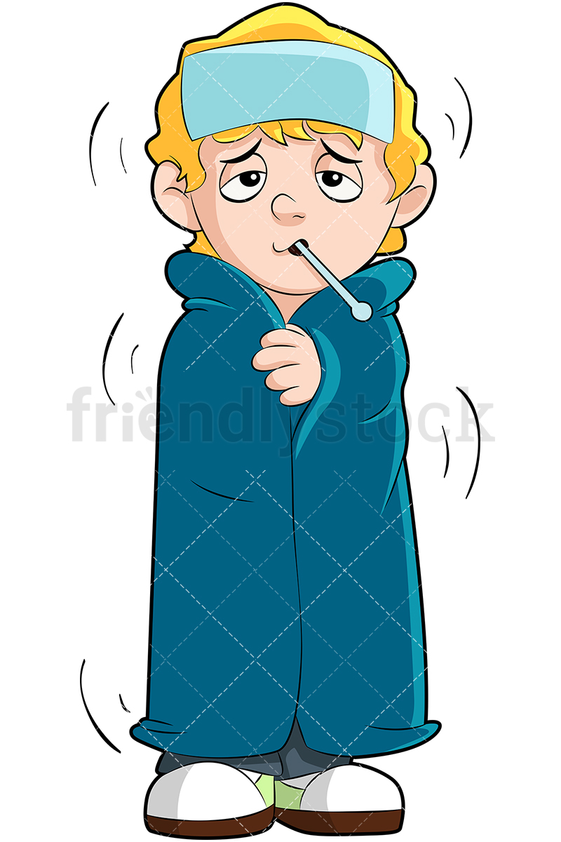 800x1200 Little Boy With Fever Cartoon Vector Clipart