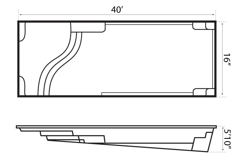 800x525 fiberglass pools