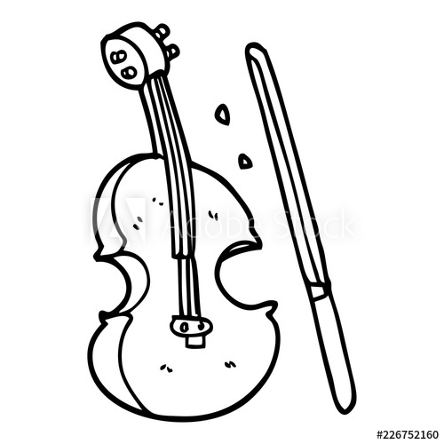 500x500 Line Drawing Cartoon Violin And Bow