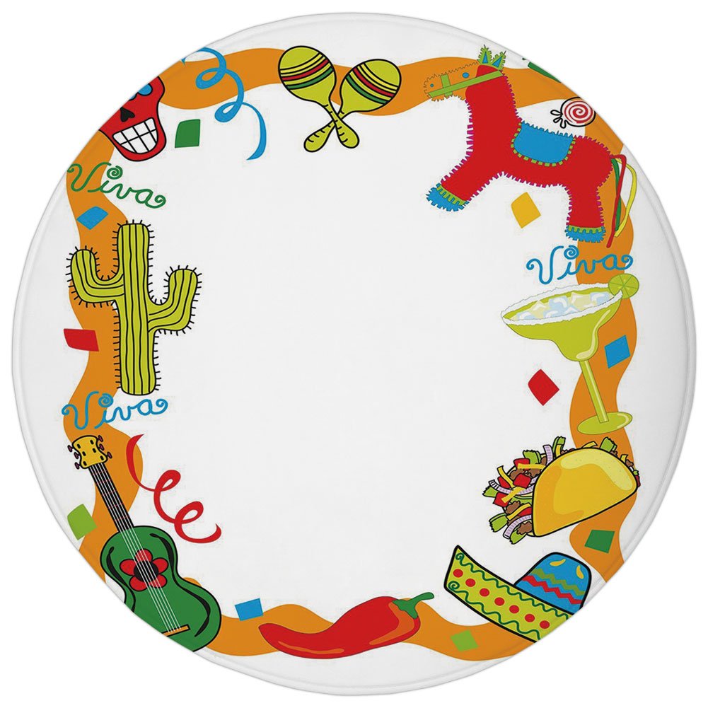 1001x1001 Round Rug Mat Carpet,fiesta,cartoon Drawing Style