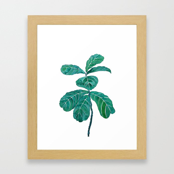 700x700 fiddle leaf fig watercolor framed art print