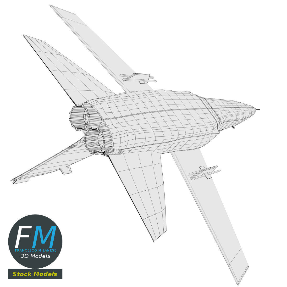 1200x1200 Fighter Jet Aircraft Base Mesh Asset Low Poly