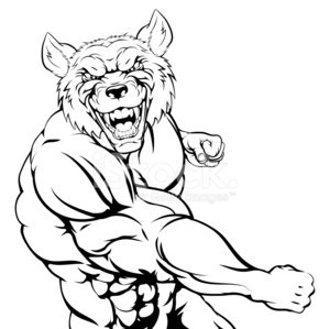 300x299 Fighting Wolf Mascot Premium Clipart