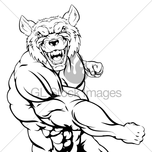 500x500 Fighting Wolf Mascot Gl Stock Images