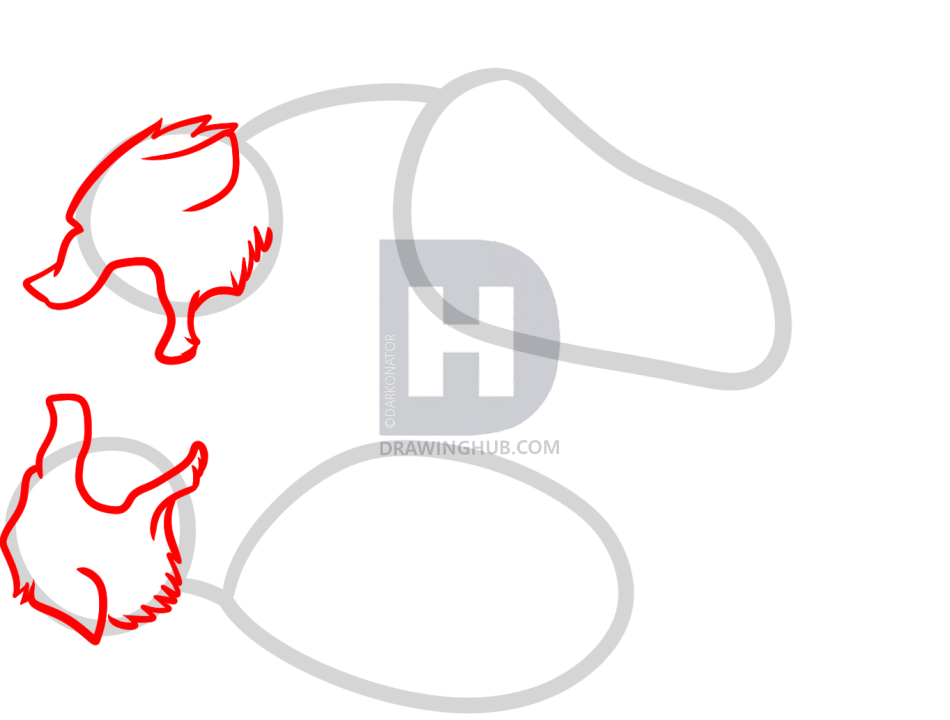 950x720 How To Draw Fighting Wolves, Wolf Fight, Step