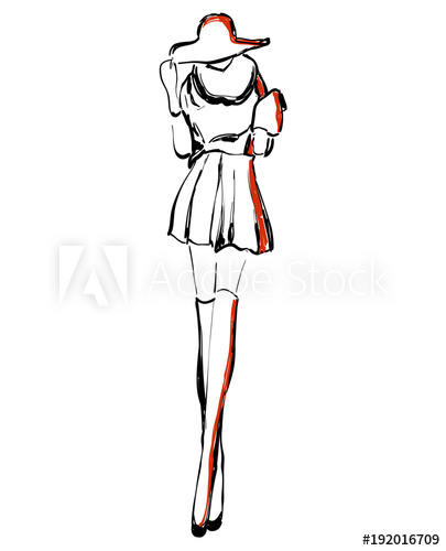 405x500 Fashion Models Sketch Girl In Dress