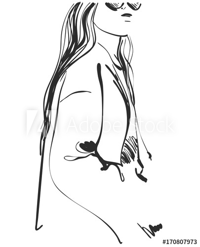 405x500 Fashion Models Sketch Clothes Hair