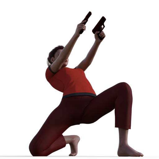 512x512 Figure Drawing Poses Of A Red Haired Woman With Red Clothes